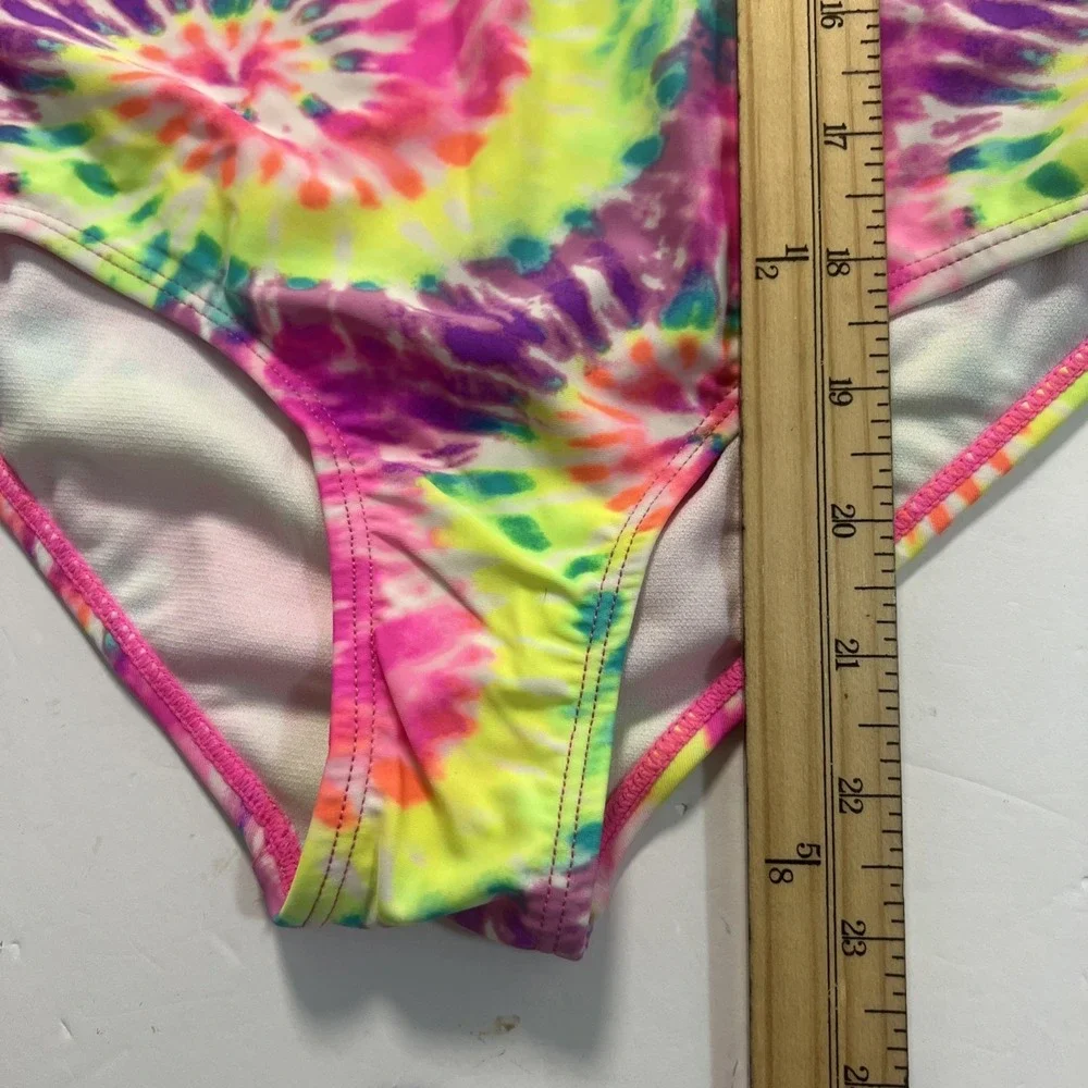 Limited Too Girls Tie Dye One Piece Rash Guard Swimsuit Size 10/12 UPF‎